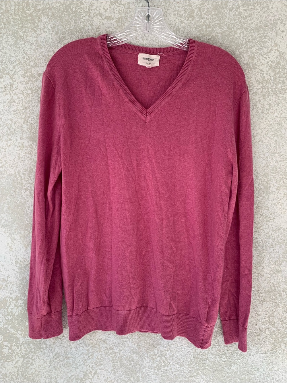 Umgee Women's V-Neck Sweater in Dusty Rose Small Woolblend Cozy Lightweight